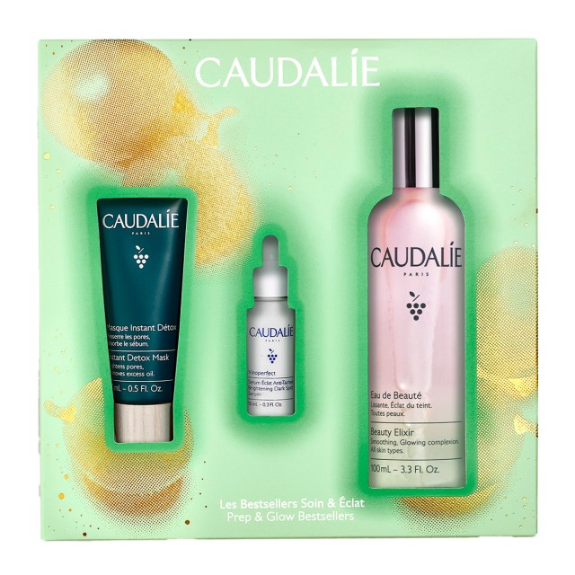 Caudalie Promo Face Mist Beauty Elixir 100ml + Instant Detox Mask Μάσκα Αποτοξίνωσης με Ροζ Άργιλο 15ml + Brightening Dark Spot Serum Ορό Προσώπου για Πανάδες, 10ml