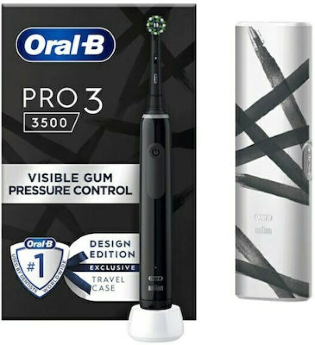 Oral-B Pro 3 3500 Design Edition Ηλεκτρική Οδοντόβουρτσα με Χρονομετρητή Μαύρη, 1 τεμάχιο