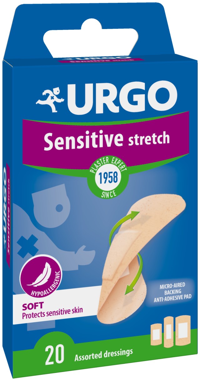 Urgo Sensitive Stretch Pads Αντισηπτικά Αυτοκόλλητα Επιθέματα, 20τμχ