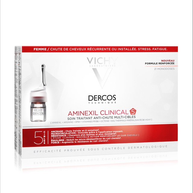 Vichy Dercos Clinical 5 Women Πρόγραμμα Κατά Της Τριχόπτωσης Για Γυναίκες, 21 Αμπούλες x 6ml