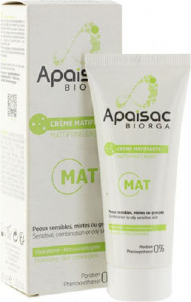 Biorga Apaisac Mat Cream 24ωρη Κρέμα Προσώπου για Ενυδάτωση με Υαλουρονικό Οξύ 40ml,