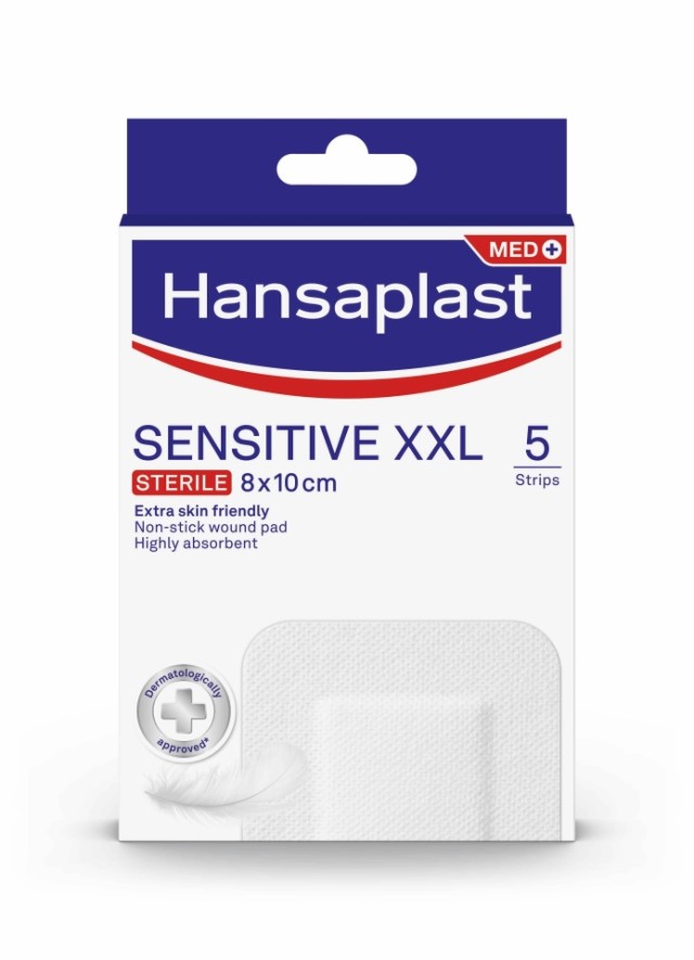 Hansaplast Αποστειρωμένα Αυτοκόλλητα Επιθέματα Med Sensitive XXL 10x8cm 5τμχ