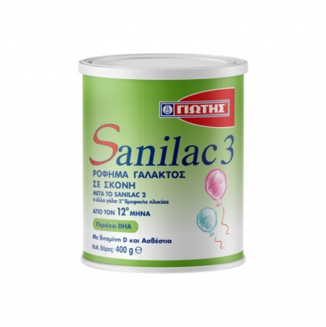 Γιώτης Sanilac 3 Βρεφικό Γάλα σε Σκόνη από τον 12ο Μήνα, 400gr