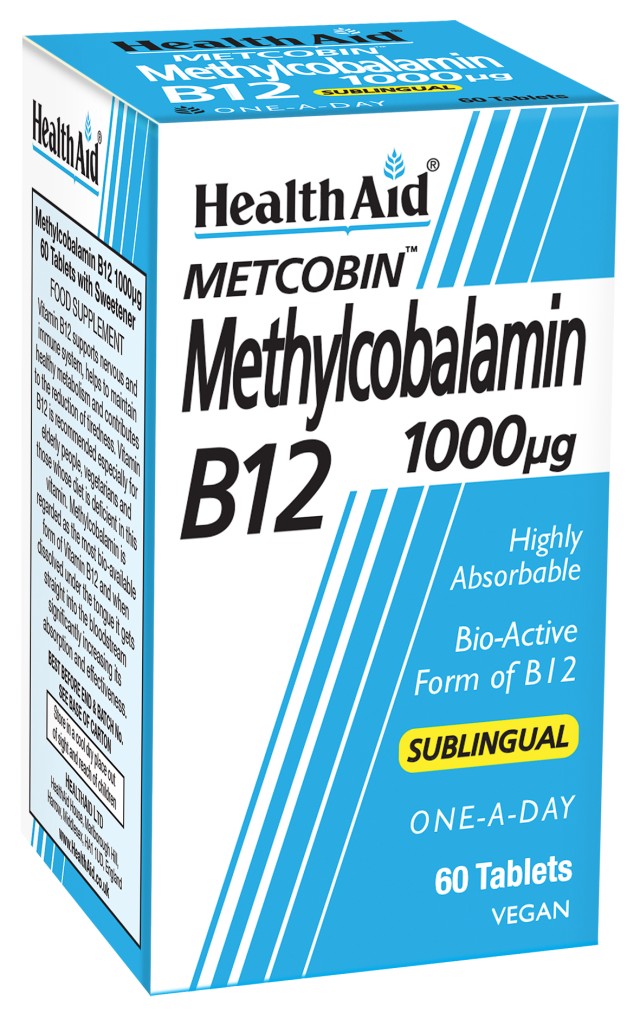 Health Aid Methylcobalamin B12 1000μg Συμπλήρωμα Διατροφής με Μεθυλκοβαλαμίνη Β12, 60 Ταμπλέτες