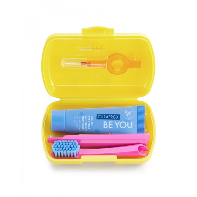 Curaprox Be You Travel Set Yellow Πακέτο Στοματικής Υγιεινής Ταξιδίου Χρώμα Κίτρινο, 5 Τμχ