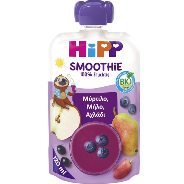 Hipp Organic Smoothie Μύρτιλο, Μήλο και Αχλάδι, 120ml