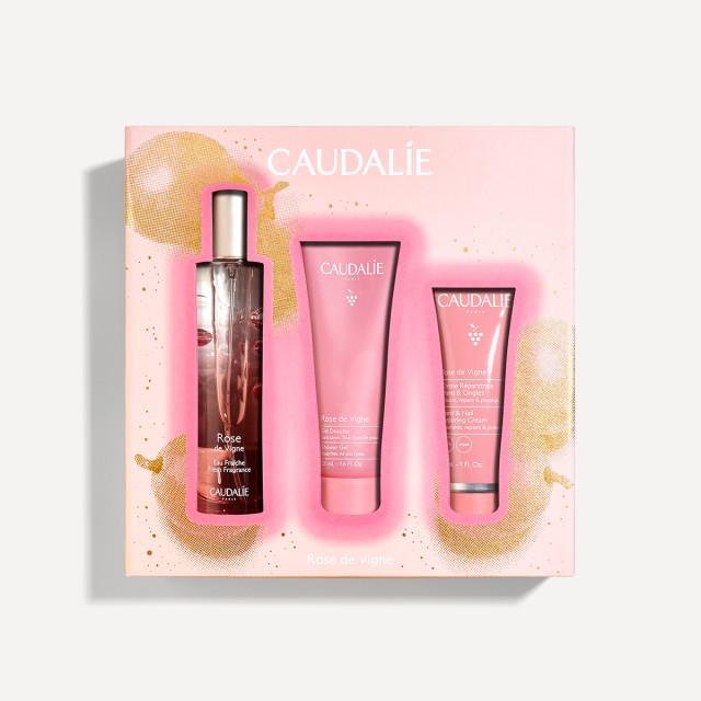 Caudalie Rose de Vigne Xmas Promo Fresh Fragrance Gift Set Άρωμα 50ml + Αφρόλουτρο 50ml + Κρέμα Χεριών 30ml