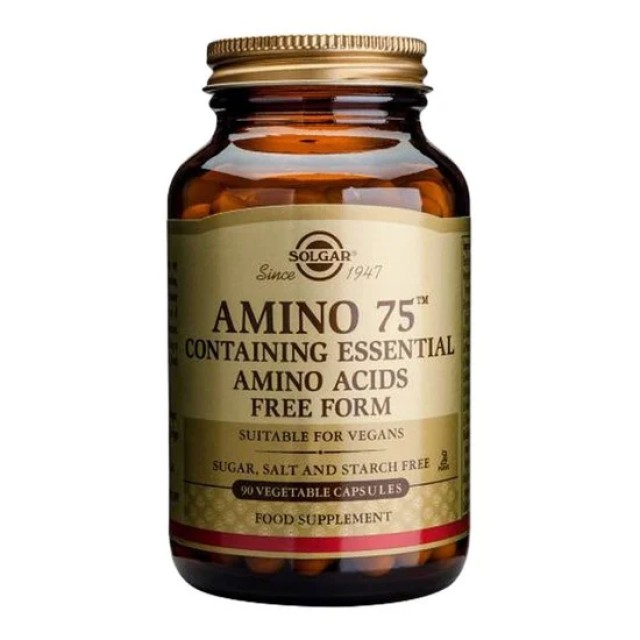 Solgar Essential Amino Acids 75mg Συμπλήρωμα Διατροφής Με Σύμπλεγμα Αμινοξέων 90 Φυτικές Κάψουλες