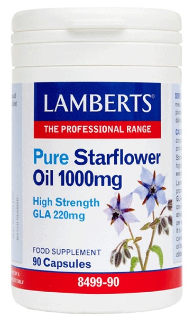 Lamberts Pure Starflower Oil 1000mg Βοραγινό Έλαιο 90 Κάψουλες