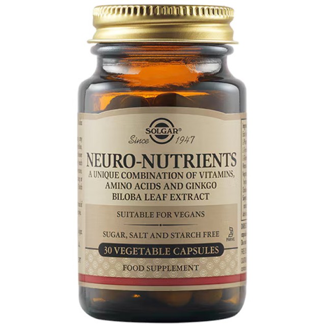 Solgar Neuro Nutrients Συμπλήρωμα Διατροφής Για Εγκεφαλικές Λειτουργίες Και Μνήμη, 60 Φυτικές Κάψουλες