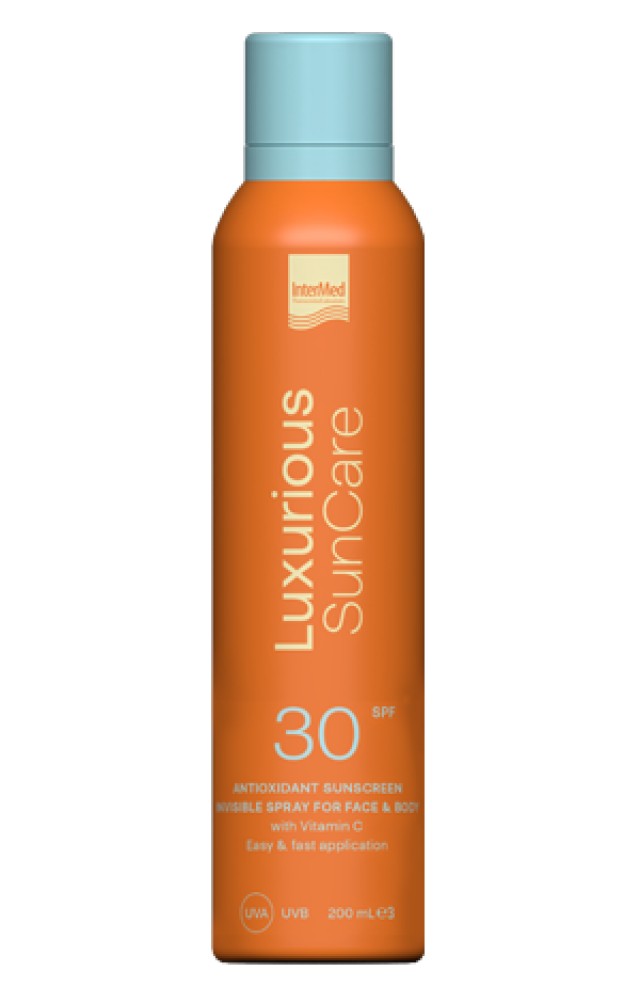 Luxurious Suncare Antioxidant Sunscreen Invisible Spray SPF 30 Αντηλιακό Σπρέι για Πρόσωπο & Σώμα, 200ml