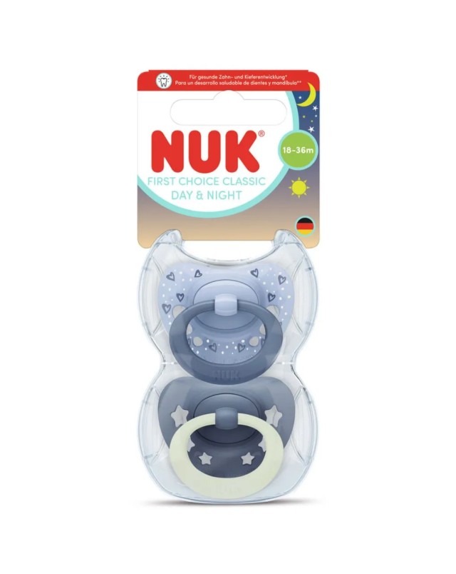 Nuk First Choice Classic Day & Night Πιπίλες Σιλικόνης 18-36m, 2τμχ