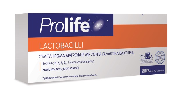 Prolife Lactobacilli Συμπλήρωμα Διατροφής με Προβιοτικά, Πρεβιοτικά & Βιταμίνες Β, 7 x 8ml