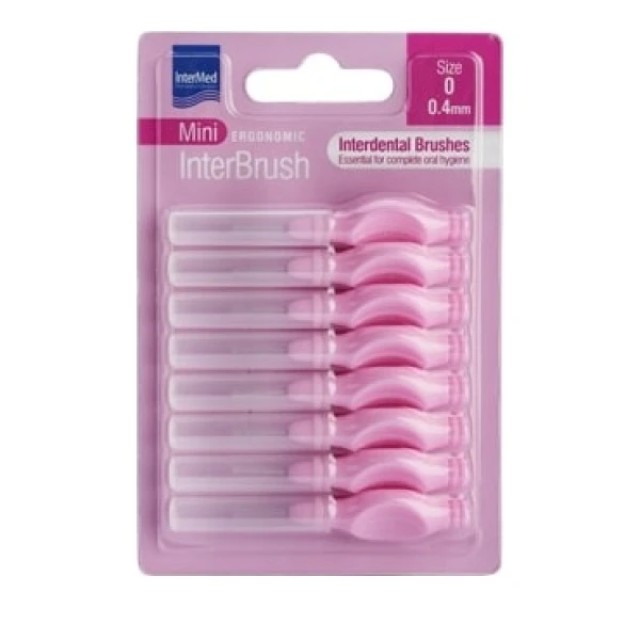 Intermed Ergonomic Mini Μεσοδόντια Βουρτσάκια με Λαβή Size 0 - 0.4mm Ροζ, 8τμχ