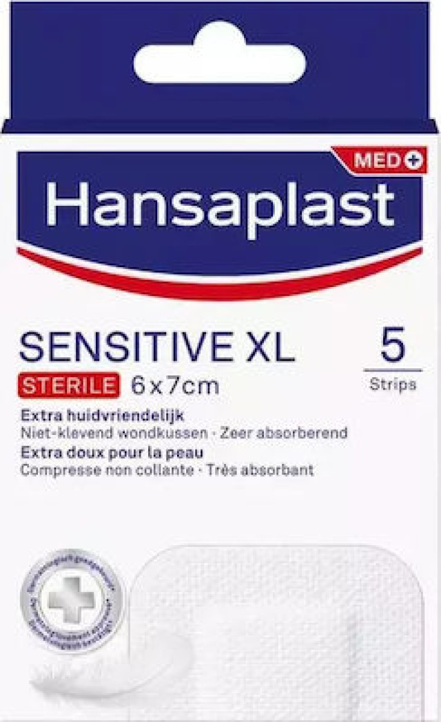 Hansaplast Αποστειρωμένα Αυτοκόλλητα Επιθέματα Med+ Sensitive XL 7x6cm 5τμχ