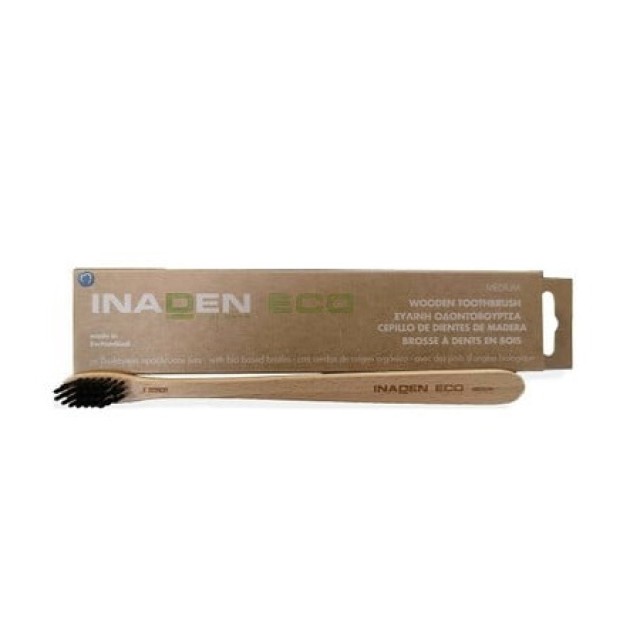 Inaden Eco Wooden Toothbrush Soft Μέτρια Ξύλινη Οδοντόβουρτσα, 1τμχ