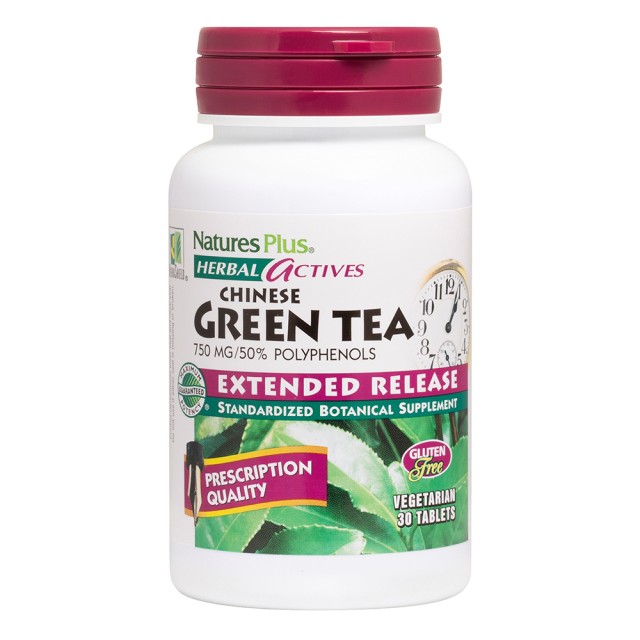 Natures Plus Green Tea 750mg Αντιοξειδωτικό - Αδυνάτισμα, 30 Ταμπλέτες