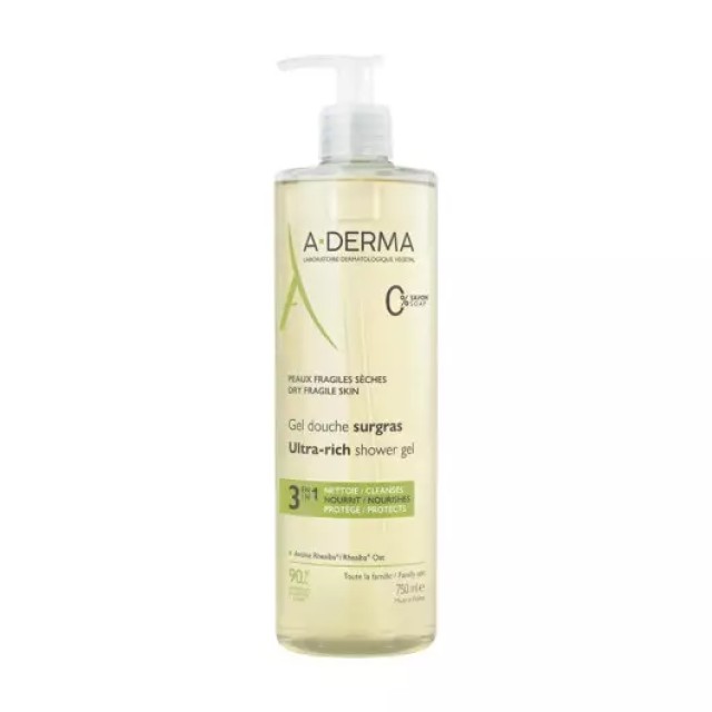 A-Derma Gel Douche Surgras Τζελ Καθαρισμού για Ξηρές Επιδερμίδες, 750ml