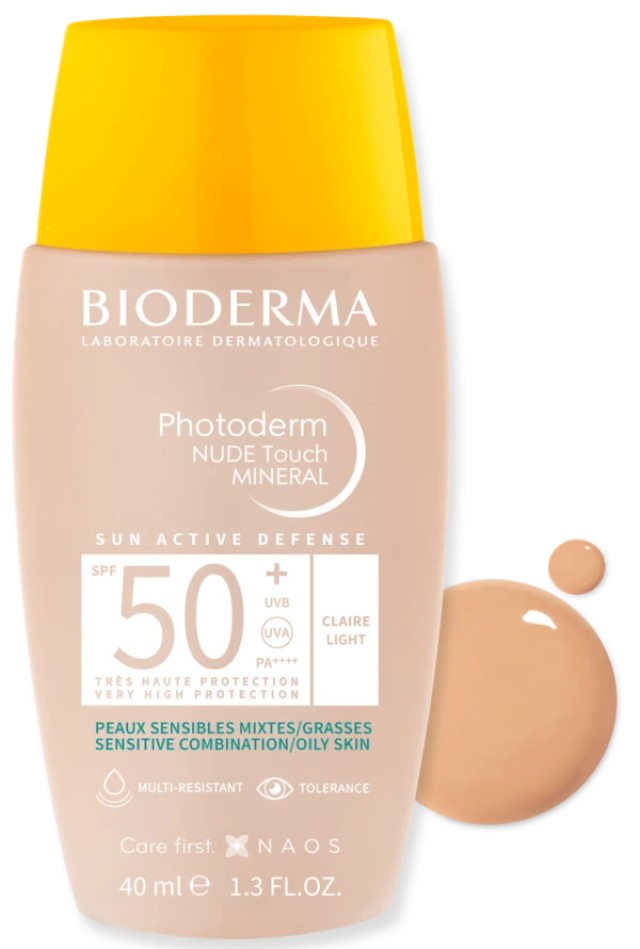 Bioderma Photoderm Nude Touch SPF 50+ Light Λεπτόρρευστο Αντηλιακό με Ελαφριά Κάλυψη και Ματ Αποτέλεσμα για Μεικτό προς Λιπαρό Δέρμα, 40ml