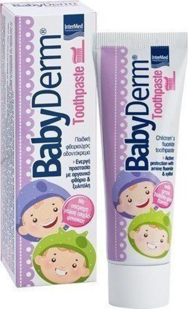 Intermed Babyderm Toothpaste Παιδική Οδοντόκρεμα Γεύση Τσιχλόφουσκα 1000ppm, 50ml