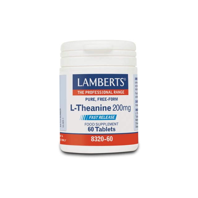 Lamberts L-Theanine 200mg L-Θειανίνη Ελεύθερης Μορφής, 60 Ταμπλέτες