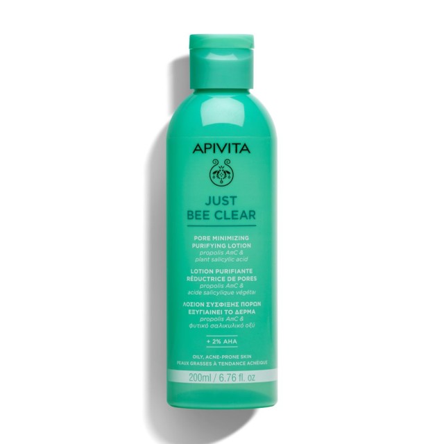Apivita Just Bee Clear Λοσιόν Σύσφιξης Πόρων Με Propolis Amc & Φυτικό Σαλικυλικό Οξύ, 200ml