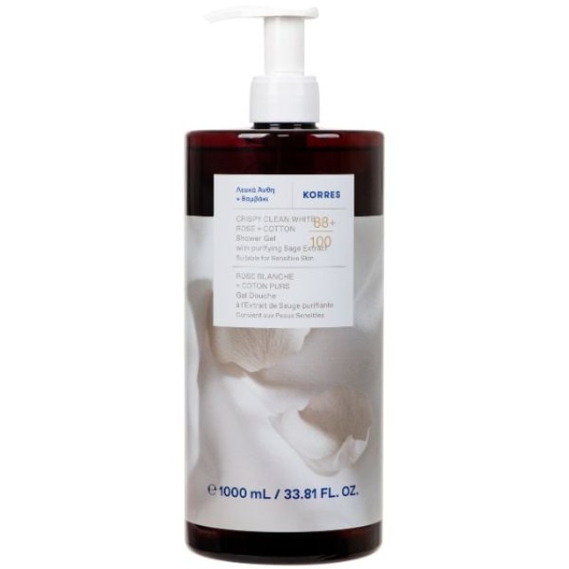 Korres Crispy Clean White Rose + Cotton Shower Gel Λευκά Άνθη + Βαμ...
