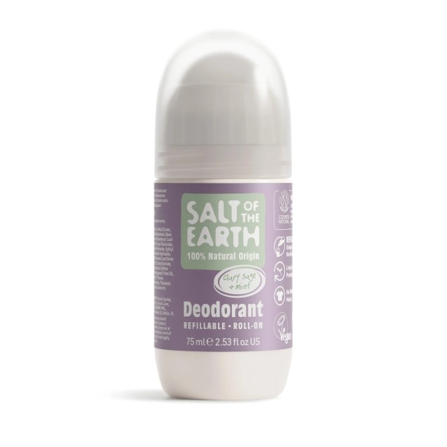 Salt of the Earth Clary Sage & Mint Refillable Αποσμητικό Roll On, 75ml