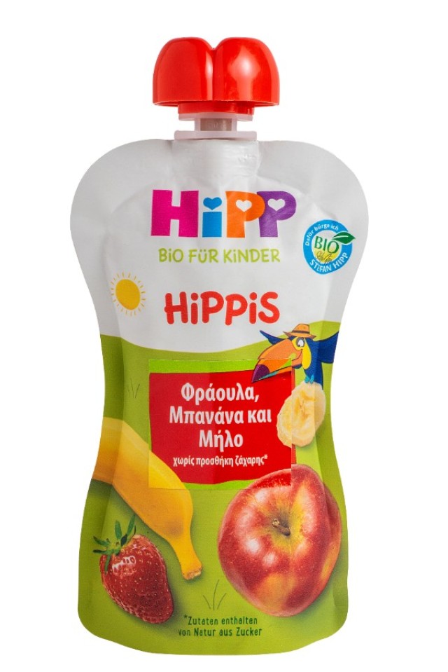 Hipp Φρουτοπολτός Παιδικός Φράουλα Μπανάνα Μήλο 100gr