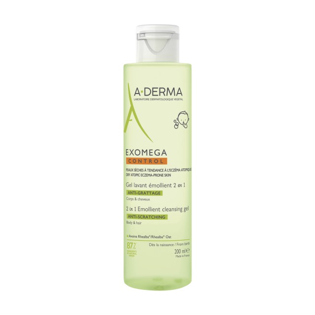 A-Derma Exomega Control Μαλακτικό Gel Καθαρισμού 2 σε 1 κατά του Αι...