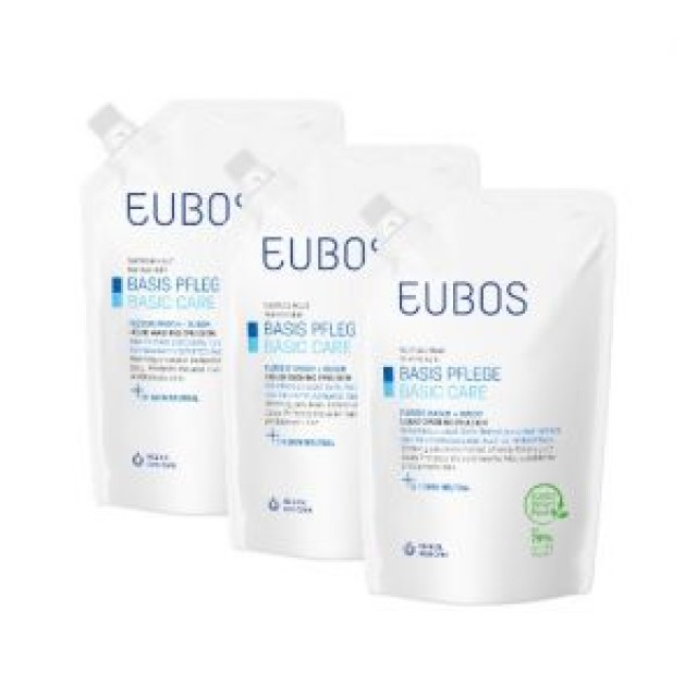 Eubos Promo Normal Skin Basic Care Liquid Washing Emulsion Blue Refill 400ml (2+1) 1.2lt