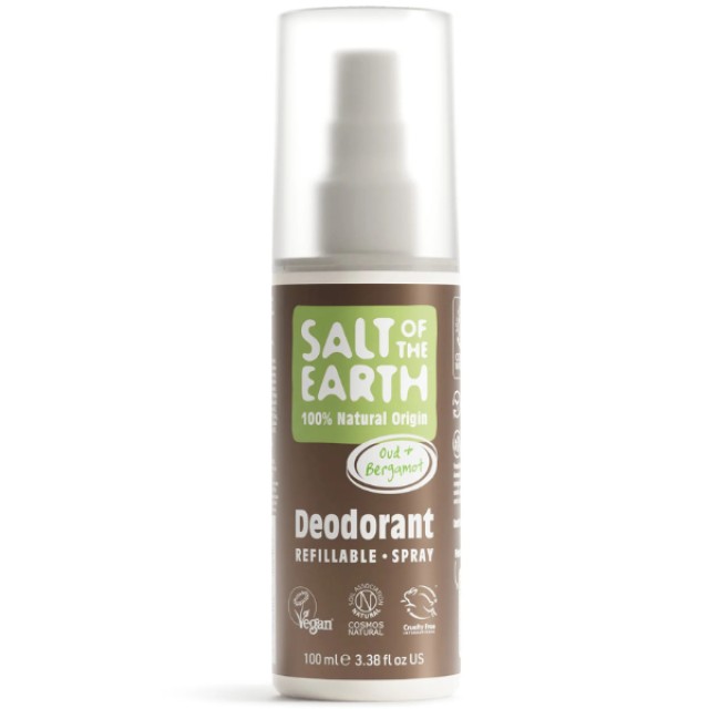 Salt of the Earth Vegan Natural Deodorant Spray Refillable Oud & Be...