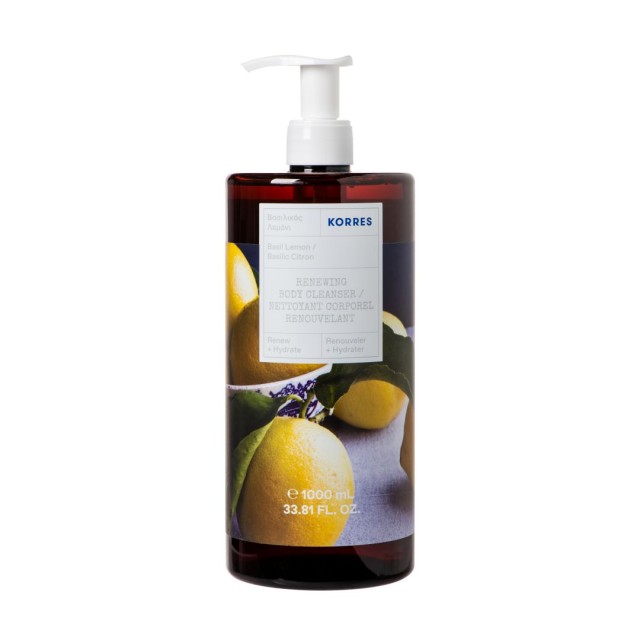 Korres Renewing Body Cleanser Aναζωογονητικό Αφρόλουτρο με Άρωμα Βασιλικός και Λεμόνι, 1000ml