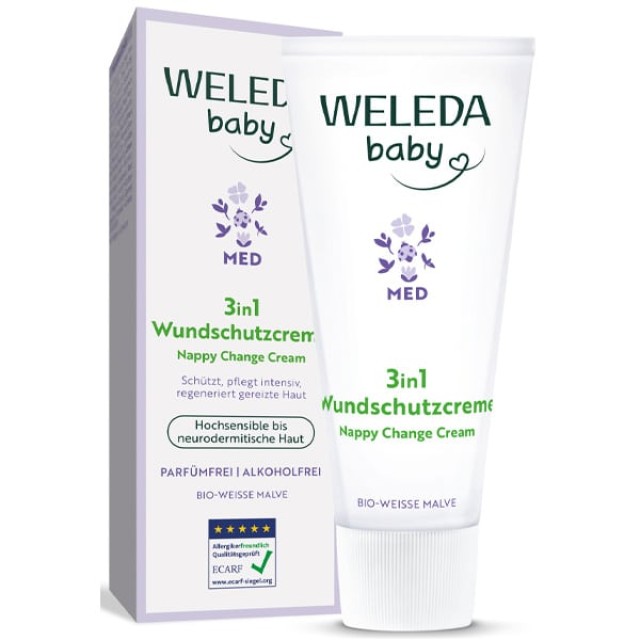 Weleda Baby 3in1 Nappy Change Cream Κρέμα Αλλαγής Πάνας με Μολόχα, ...