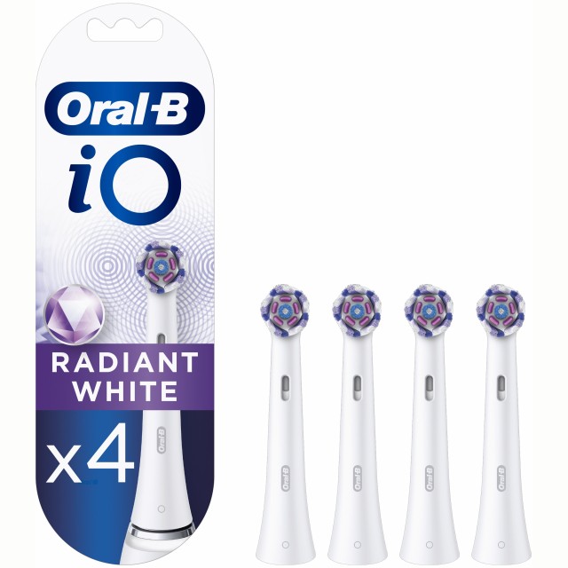 Oral-B iO Radiant White Ανταλλακτικές Κεφαλές Ηλεκτρικής Οδοντόβουρτσας Λευκό Χρώμα, 4 Τεμάχια