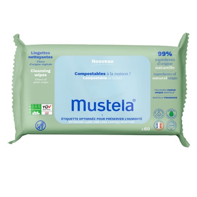 Mustela Cleansing Wipes Normal Skin Μωρομάντηλα, 60τμχ