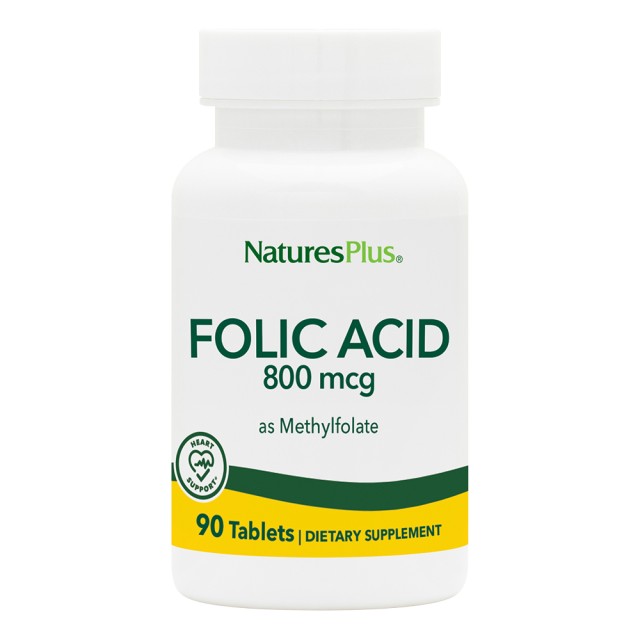 Natures Plus Folic Acid 800mcg Συμπλήρωμα Διατροφής Φυλλικού Οξέος, 90 Ταμπλέτες
