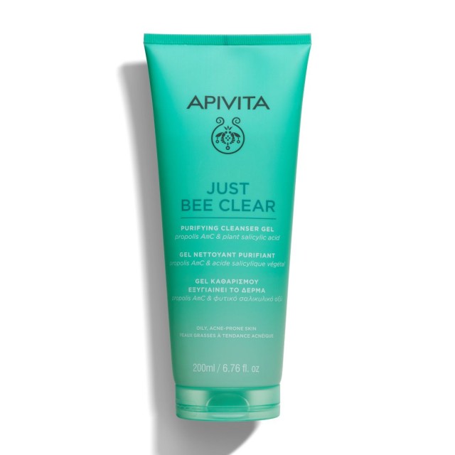 Apivita Just Bee Clear Purifying Cleansing Gel Καθαριστικό Τζελ Προσώπου για Λιπαρή Επιδερμίδα, 200ml