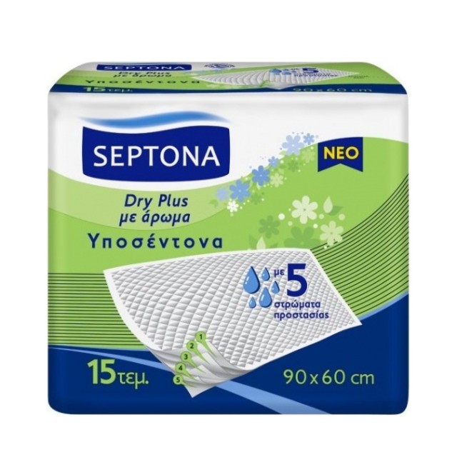 Septona Dry Plus Υποσέντονα Ακράτειας με Άρωμα 60 x 90cm, 15τμχ