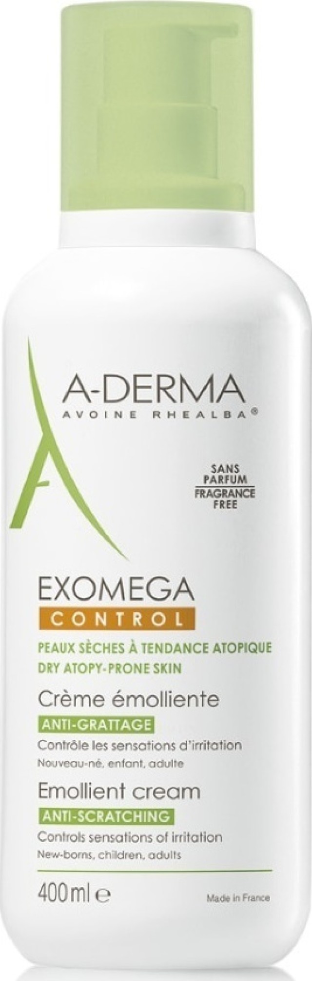A-Derma Exomega Control Μαλακτική Κρέμα Σώματος Κατά του Κνησμού για Ξηρές Επιδερμίδες, 400ml