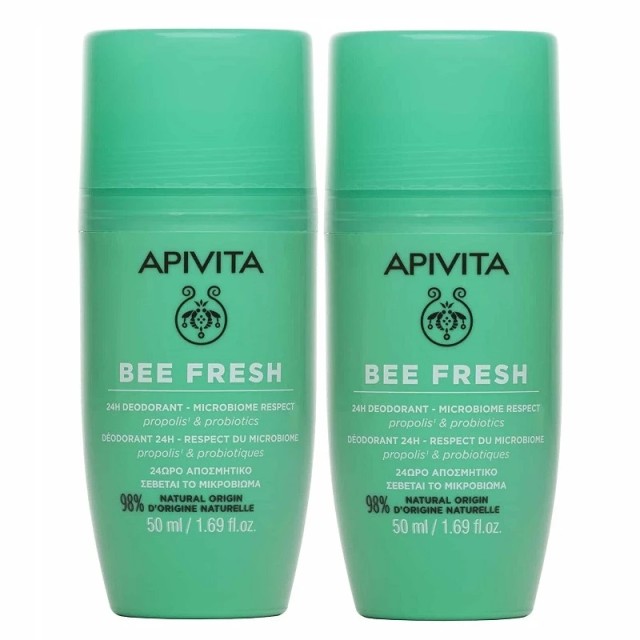 Apivita Deodorant Bee Fresh 1+1 Αποσμητικά Roll-On, 2x50ml