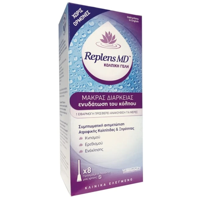 Wellcon Replens MD Long Lasting Vaginal Gel, 8 Containers
