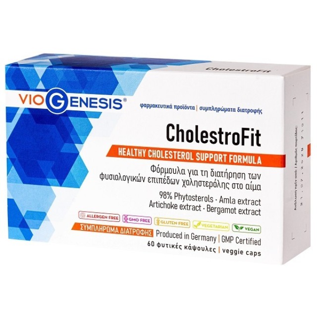 VioGenesis CholestroFit Συμπλήρωμα διατροφής για τη διατήρηση των φυσιολογικών επιπέδων χοληστερόλης στο αίμα, 60 caps
