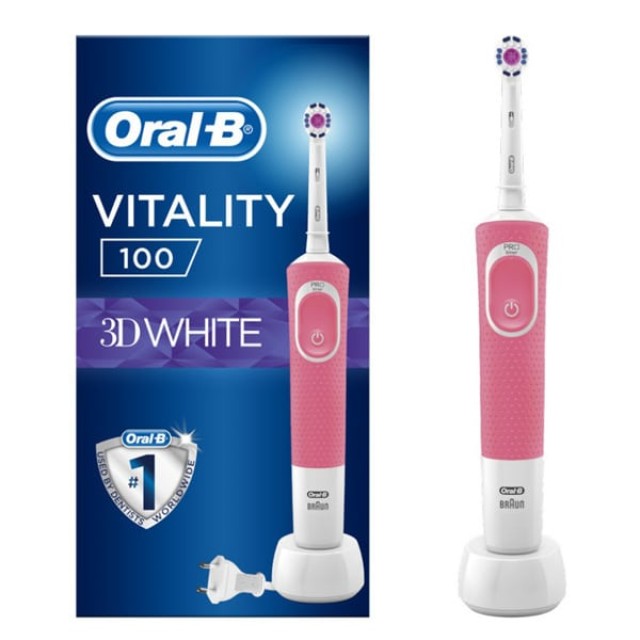 Oral-B Vitality 100 3D White Pink Ηλεκτρική Οδοντόβουρτσα με Χρονομετρητή, 1 Τεμάχιο