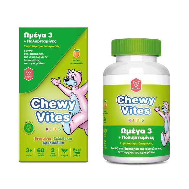 Chewy Vites Kids Omega 3 + Πολυβιταμίνες, 60 βιταμίνες ζελεδάκια αρ...