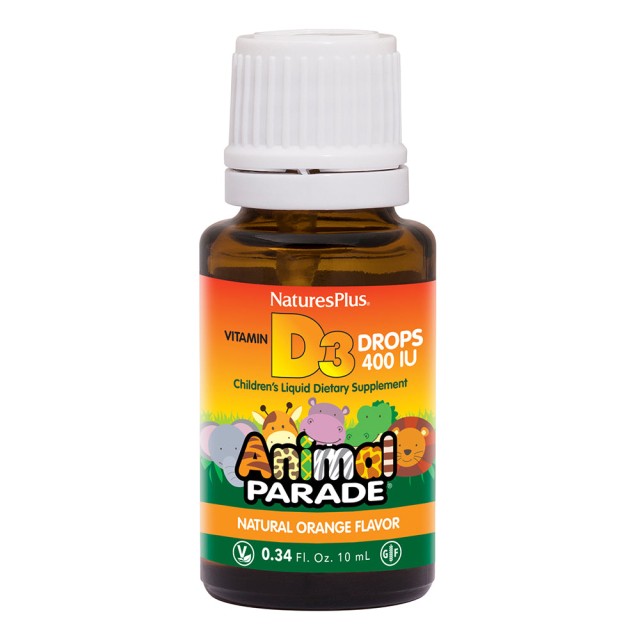 Natures Plus Animal Parade Vitamin D3 200IU Πόσιμες Σταγόνες Βιταμίνης D για Παιδιά, 10ml