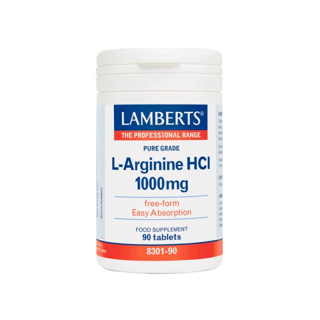 Lamberts L-Arginine HCl Αργινίνη 1000mg, 90 Ταμπλέτες