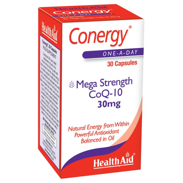 Health Aid Conergy Mega Strength CoQ-10 30mg Συμπλήρωμα Διατροφής με Συνένζυμο Q10 με Αντιοξειδωτική Δράση, 30 Κάψουλες