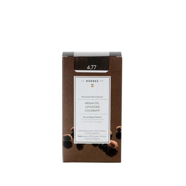 Korres Argan Oil Advanced Colorant Μόνιμη Βαφή Μαλλιών 4.77 Σκούρο Σοκολατί, 50ml