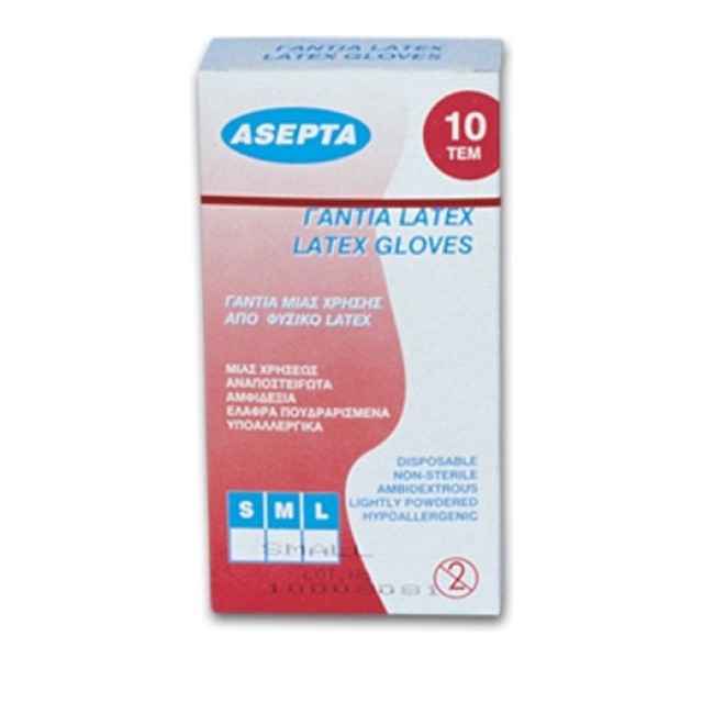 Asepta Examination Latex Gloves Μέγεθος Medium 10 τεμάχια